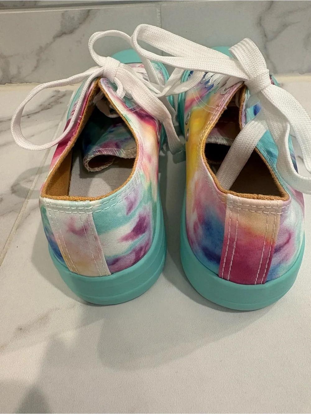 Tie-Dye Low-Top Sneakers with Aqua Sole